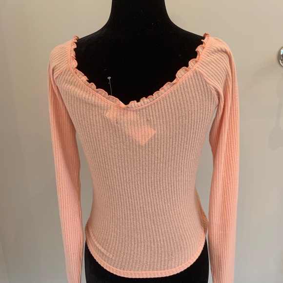 Salmon Coloured Long Sleeved Top - Picture 2 of 2